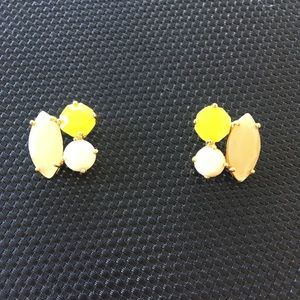 Kate Spade Mixed Stone Stud Earrings (Yellow, White Cream)